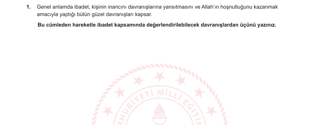 Din Kültürü ve Ahlak Bilgisi sorusu 1 — 