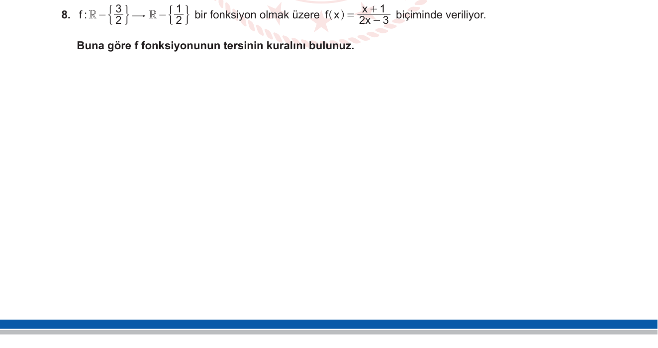 Matematik sorusu 15 — Ters fonksiyon / rasyonel fonksiyon