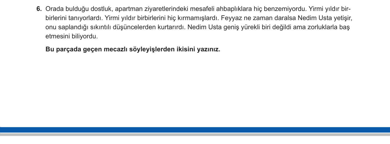 Türk Dili ve Edebiyatı sorusu 15 — Anlam bilgisi — mecaz, deyim, mecazlı söyleyiş (12. sınıf Türk Dili ve Edebiyatı)
