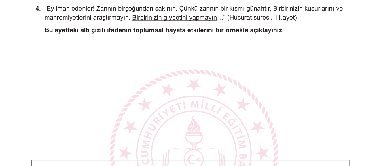Din Kültürü ve Ahlak Bilgisi sorusu 11 — 