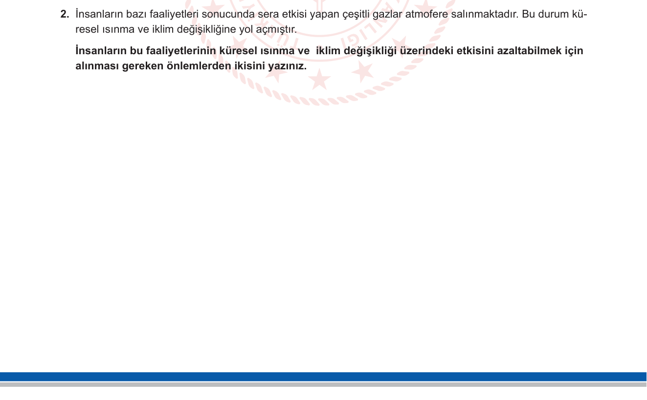 Coğrafya sorusu 2 — Küresel İklim Değişikliğiyle Mücadele — Sera Gazı Azaltım Önlemleri (12. Sınıf Coğrafya)