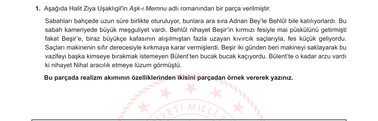Türk Dili ve Edebiyatı sorusu 5 — 