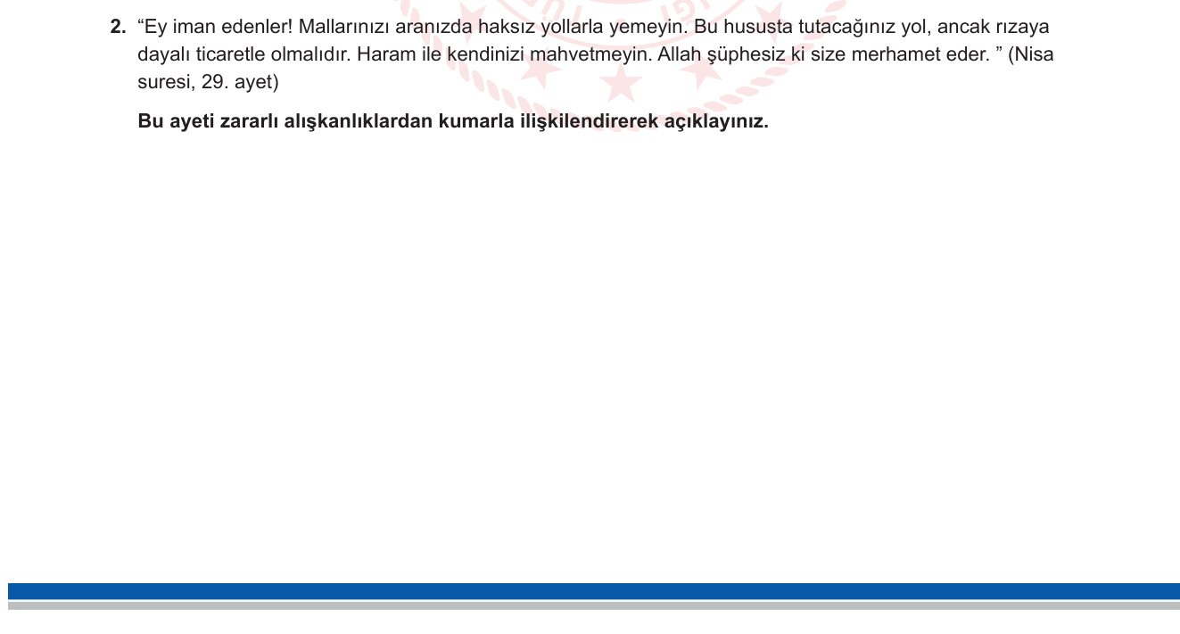 Din Kültürü ve Ahlak Bilgisi sorusu 2 — 