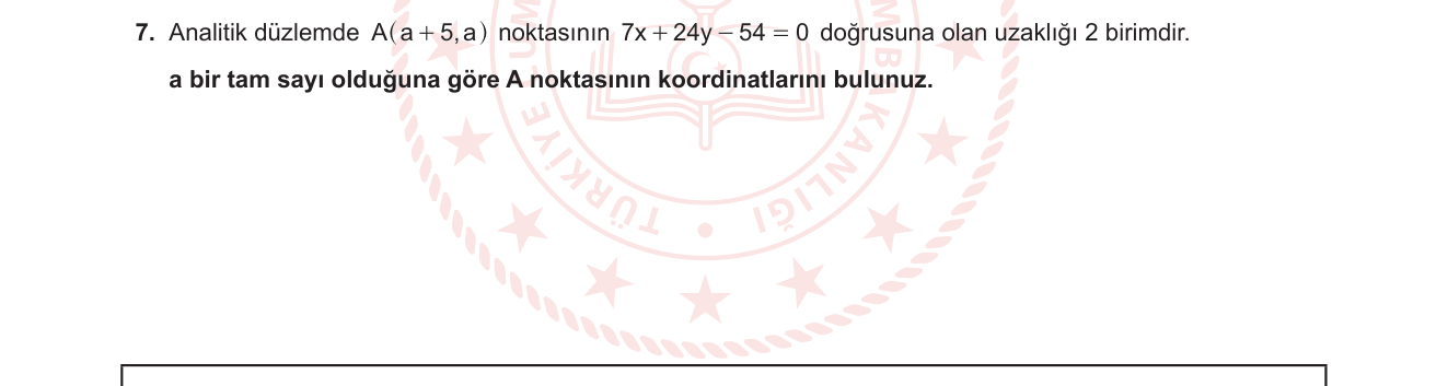 Matematik sorusu 22 — Analitik Geometri - Noktadan Doğruya Uzaklık