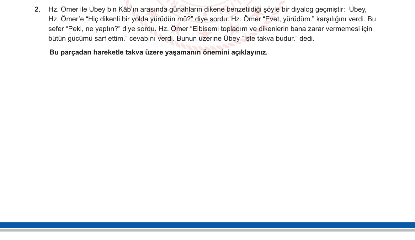 Din Kültürü ve Ahlak Bilgisi sorusu 12 — 