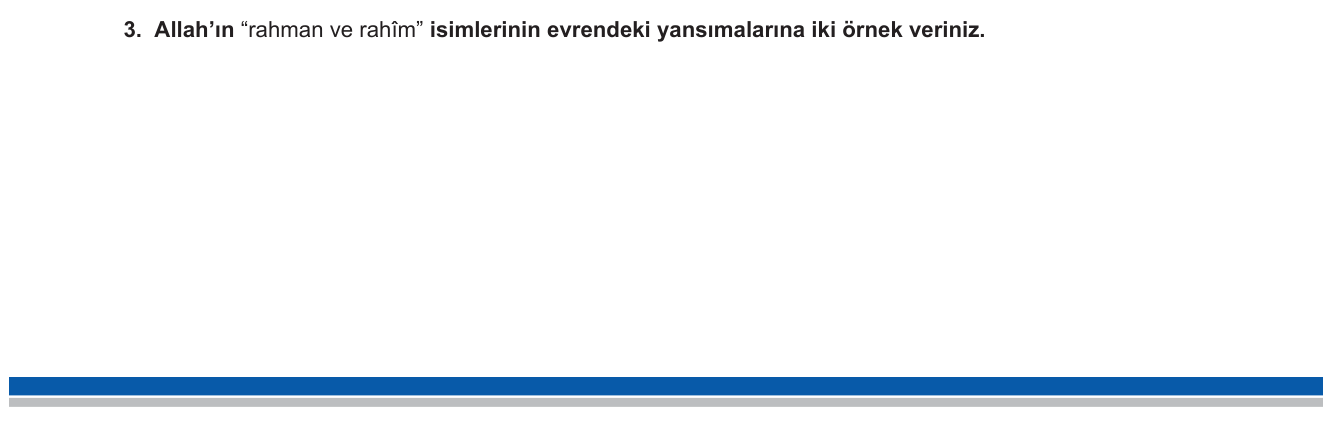 Din Kültürü ve Ahlak Bilgisi sorusu 10 — Allah'ın isimleri — Rahman ve Rahîm (5. sınıf Din Kültürü)