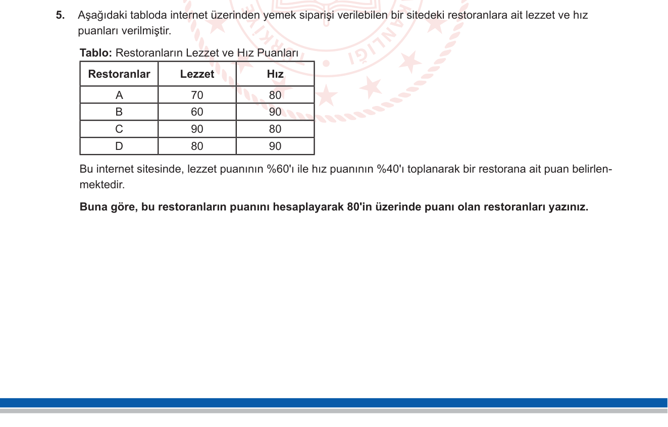 Matematik sorusu 5 — 