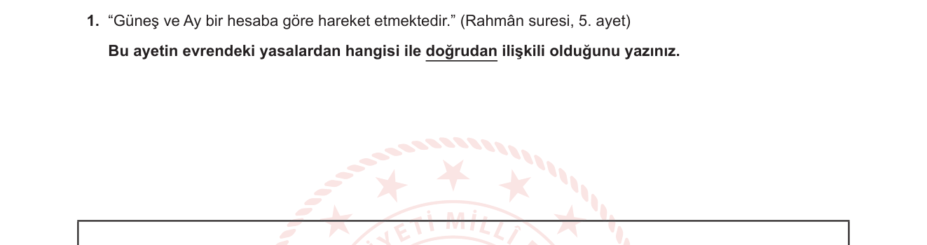 Din Kültürü ve Ahlak Bilgisi sorusu 1 — Kur'an ve Evren / Sünnetullah (8. Sınıf Din Kültürü)