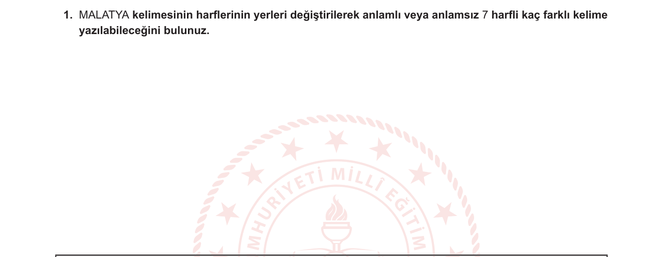 Matematik sorusu 15 — Permütasyon — Tekrarlı Eleman İçeren Permütasyon