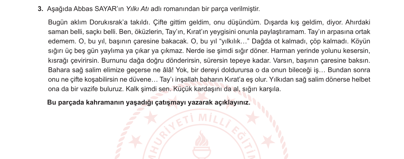 Türk Dili ve Edebiyatı sorusu 3 — 