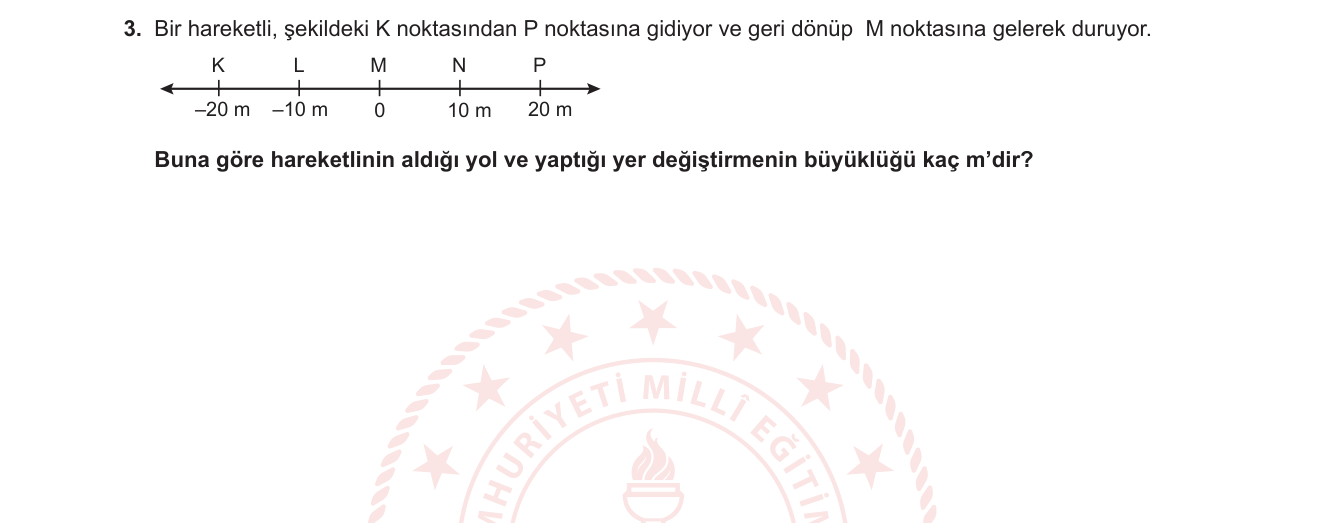Fizik sorusu 3 — Hareket — yol ve yer değiştirme