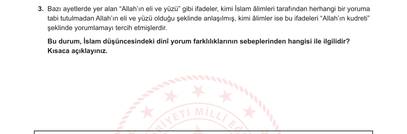 Din Kültürü ve Ahlak Bilgisi sorusu 16 — 