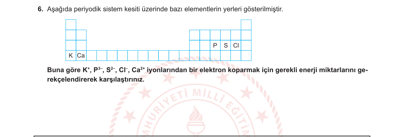 Kimya sorusu 22 — Periyodik Özellikler — İyonlaşma Enerjisi, İzoelektronik Türler, Çekirdek Yükü Etkisi