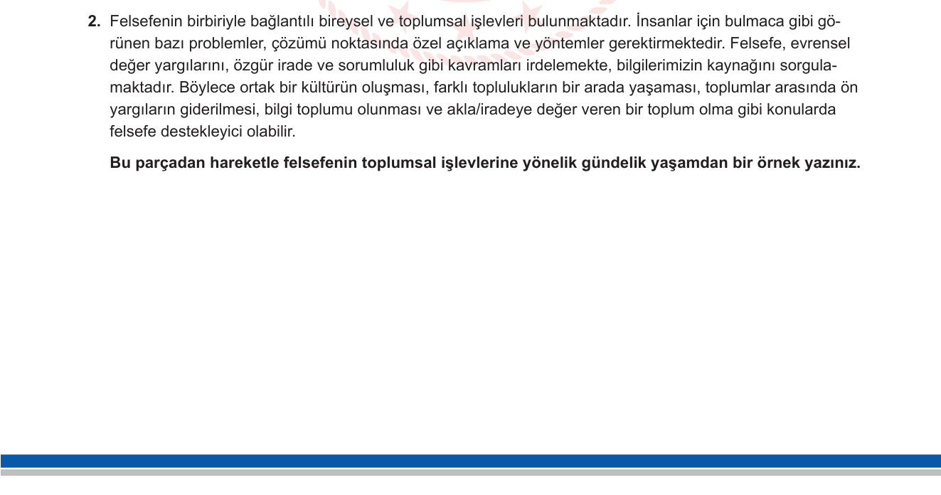 Felsefe sorusu 2 — Felsefenin işlevleri — toplumsal işlev (10. sınıf Felsefe Ünitesi 1)