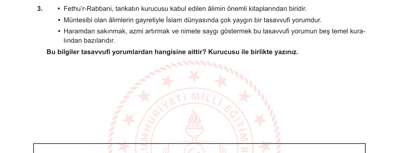 Din Kültürü ve Ahlak Bilgisi sorusu 3 — 
