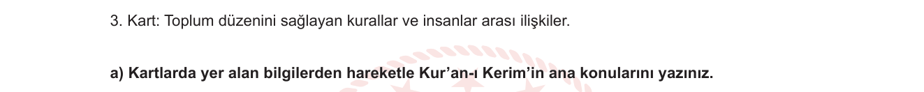 Din Kültürü ve Ahlak Bilgisi sorusu 4 — Kur'an-ı Kerim'in ana konuları — 5. Sınıf Din Kültürü ve Ahlak Bilgisi