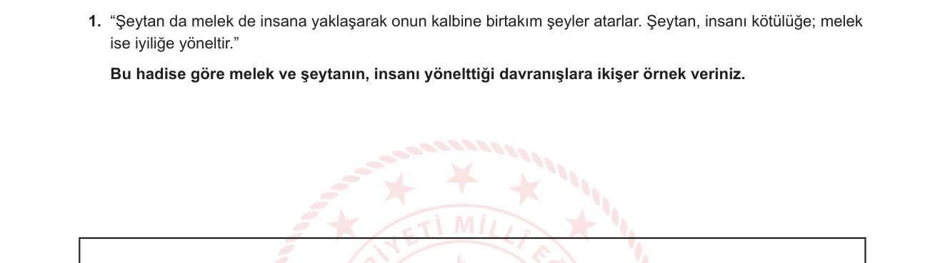 Din Kültürü ve Ahlak Bilgisi sorusu 1 — Melekler ve Şeytan (7. sınıf Din Kültürü — Meleklere İman)