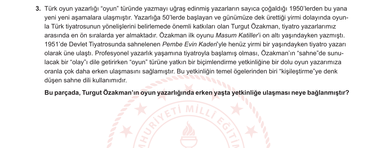 Türk Dili ve Edebiyatı sorusu 9 — 