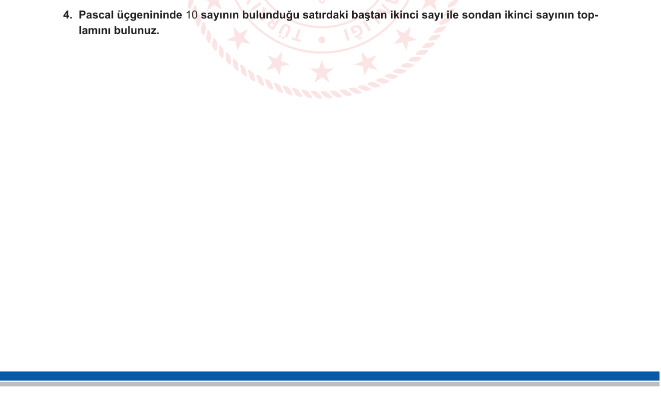 Matematik sorusu 18 — Binom Açılımı — Pascal Üçgeni, Satır Elemanları