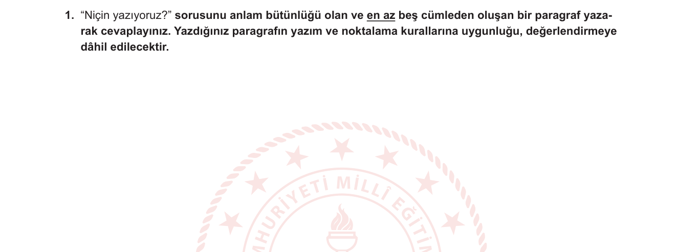 Türk Dili ve Edebiyatı sorusu 1 — Yazma becerileri — fikir paragrafı / yazmanın işlevi ve amacı