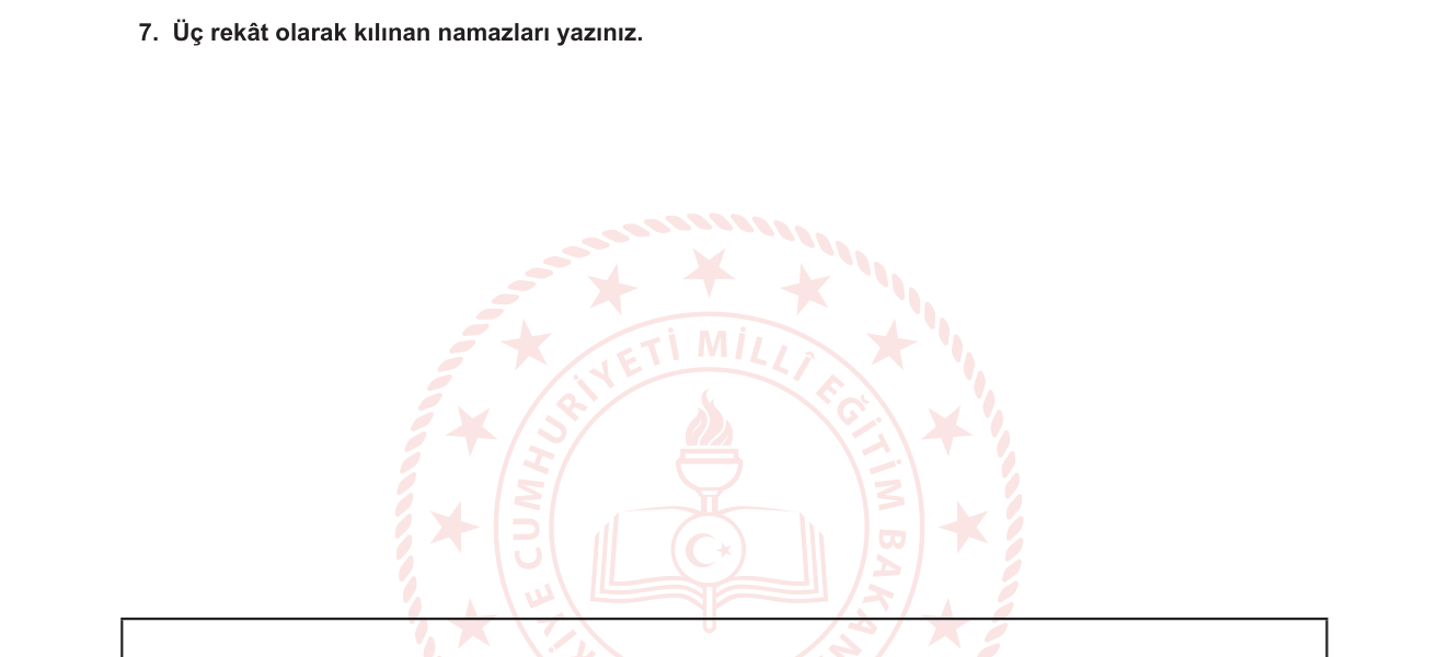 Din Kültürü ve Ahlak Bilgisi sorusu 15 — İslam'da İbadet — Namazların Rekât Sayıları