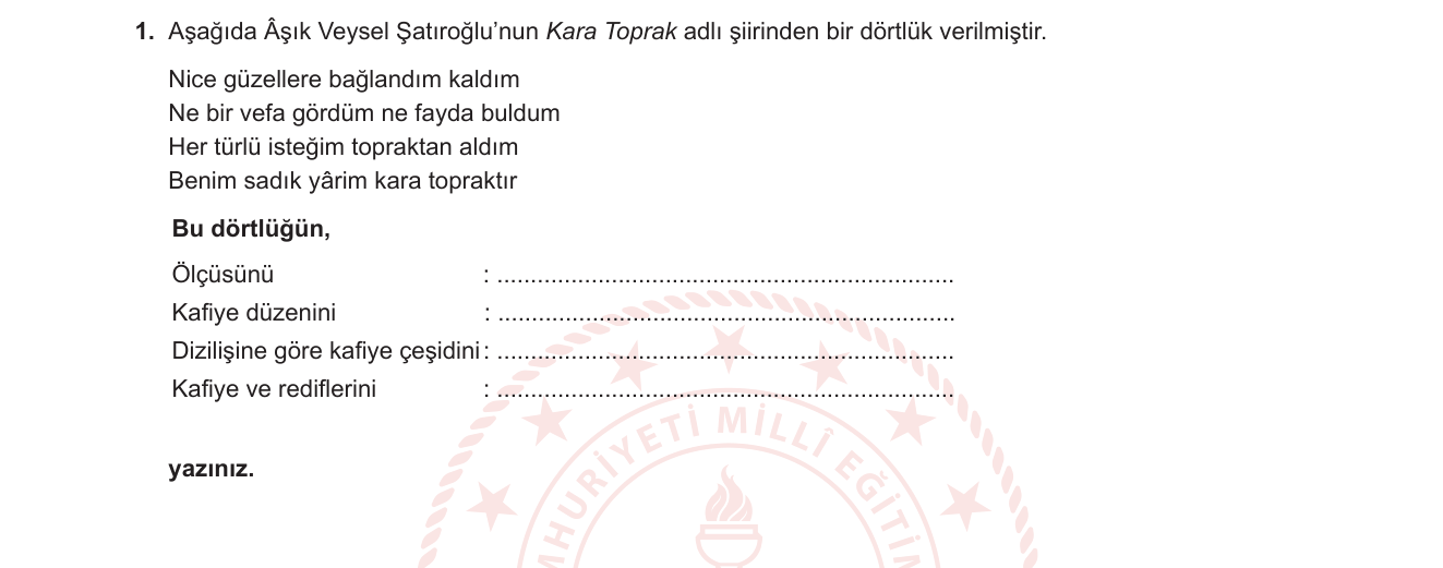 Türk Dili ve Edebiyatı sorusu 10 — 