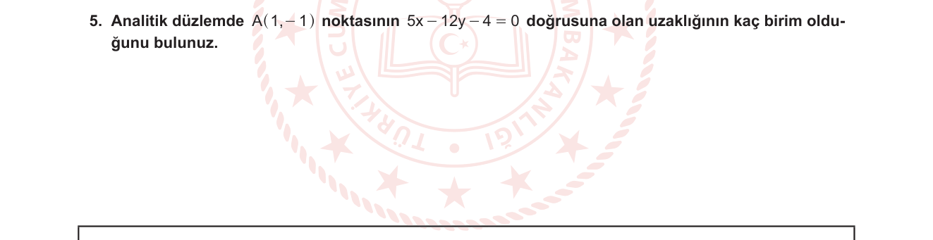 Matematik sorusu 14 — Analitik Geometri - Noktadan Doğruya Uzaklık