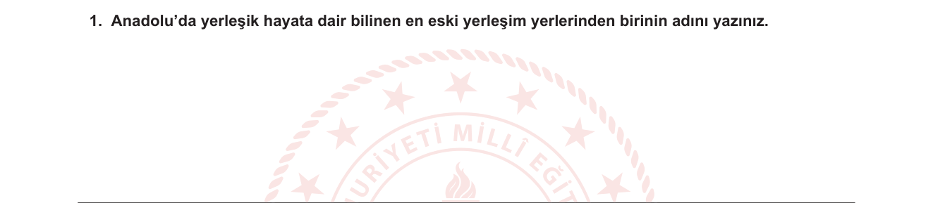 Tarih sorusu 1 — Anadolu'da İlk Yerleşim Yerleri / Neolitik Dönem