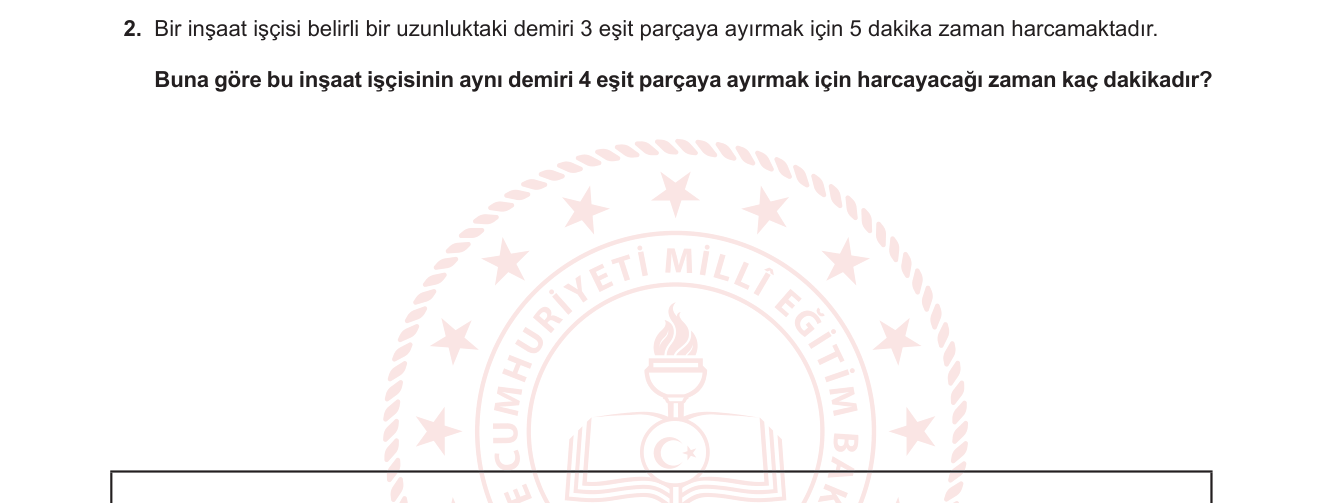 Matematik sorusu 2 — Orantı ve kesim problemi / Birim hesabı