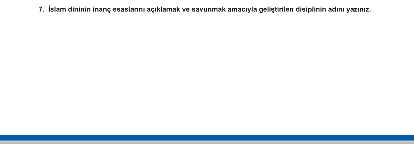 Din Kültürü ve Ahlak Bilgisi sorusu 8 — İslam'da Bilgi ve İnanç — Kelam İlmi / Akaid
