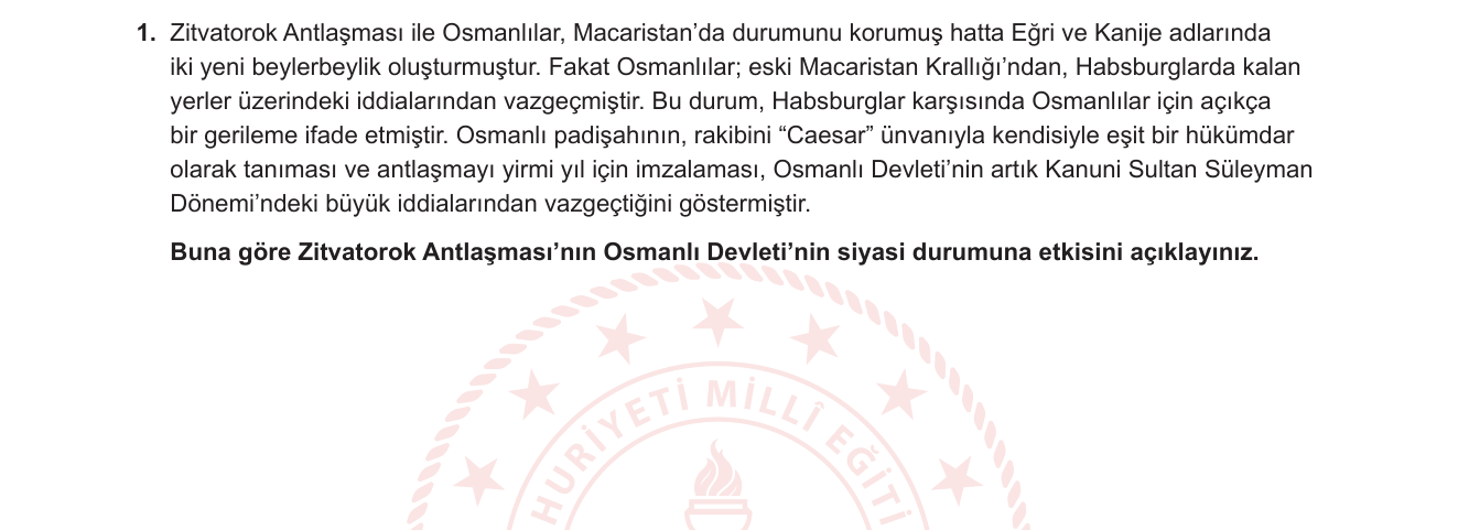 Tarih sorusu 1 — Zitvatorok Antlaşması (1606) ve Osmanlı'nın Avrupa'daki siyasi konumu