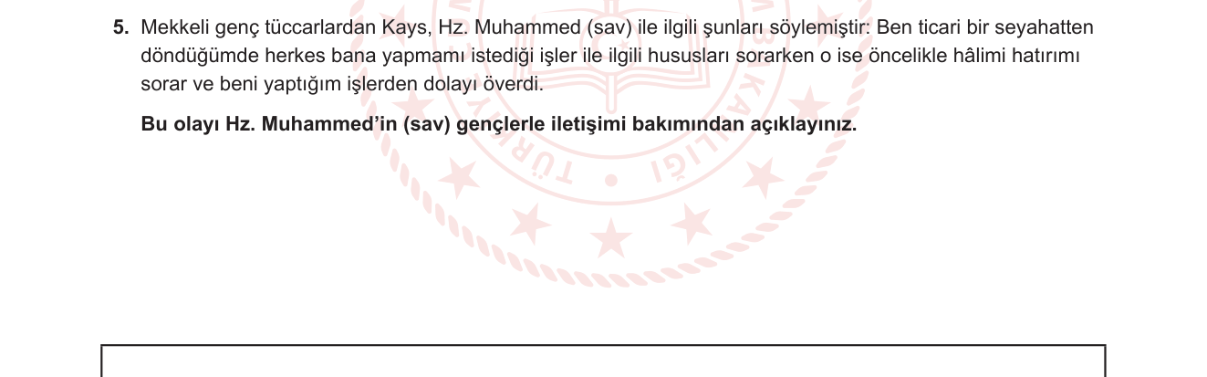 Din Kültürü ve Ahlak Bilgisi sorusu 13 — Hz. Muhammed'in (sav) Gençlerle İletişimi (10. Sınıf Din Kültürü)