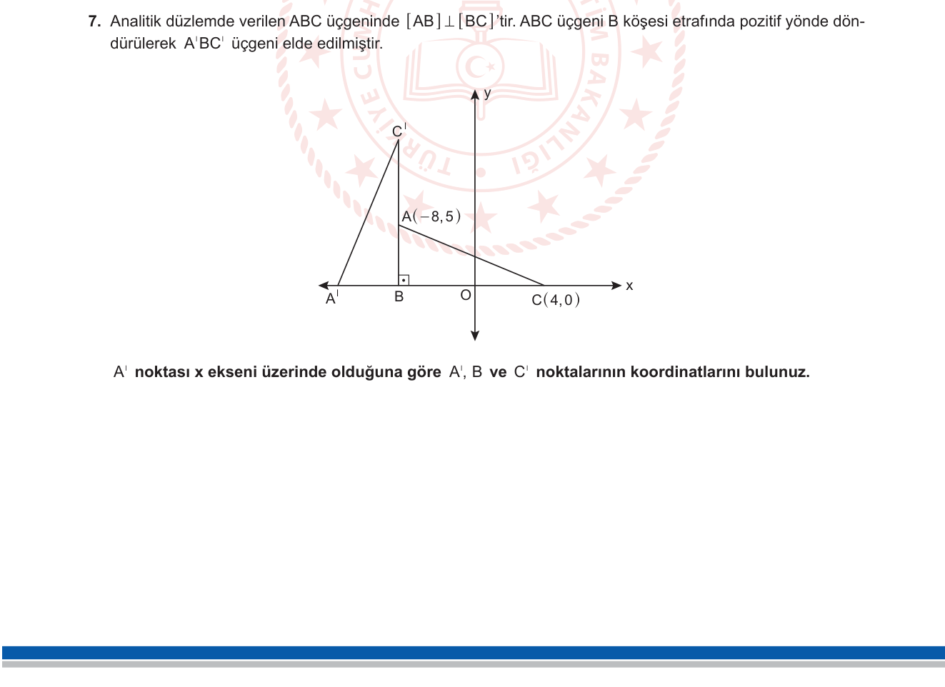 Matematik sorusu 28 — Analitik düzlemde döndürme dönüşümü, dik üçgen koordinatları
