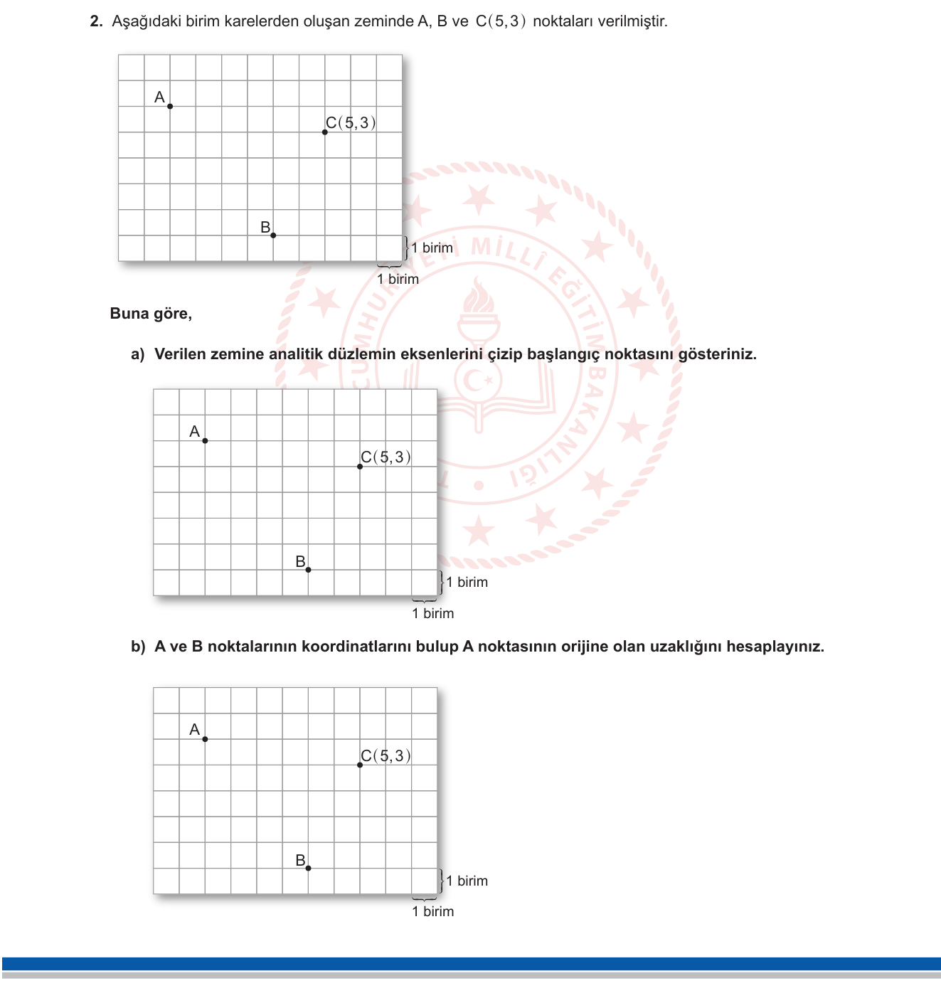 Matematik sorusu 2 — Analitik geometri - koordinat okuma ve uzaklık