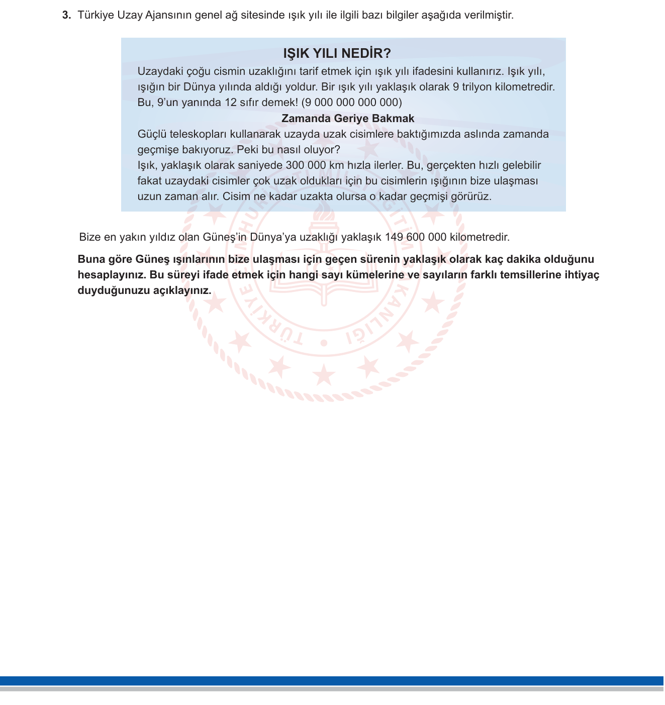 Matematik sorusu 3 — Büyük Sayılar ve Bilimsel Gösterim / Sayı Kümeleri