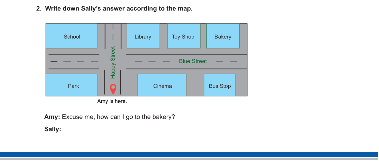 İngilizce sorusu 10 — Giving directions / Places in a town / Prepositions of place