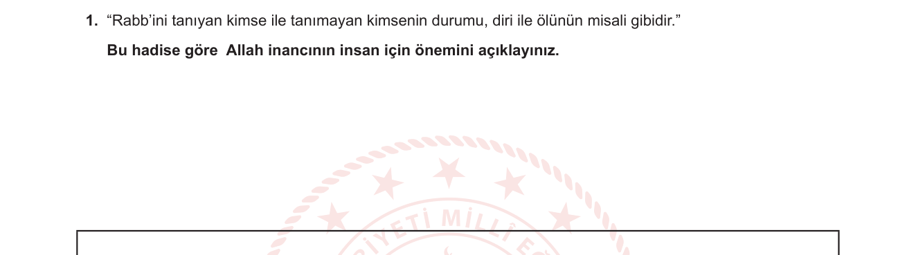 Din Kültürü ve Ahlak Bilgisi sorusu 9 — Allah inancının önemi — İslam'da iman ve insan (10. sınıf)