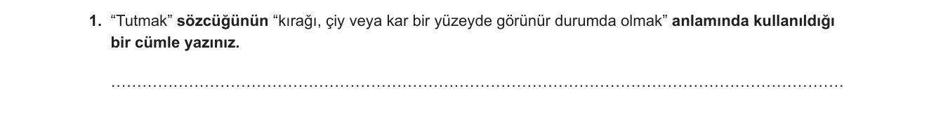 Türkçe sorusu 1 — Sözcükte Anlam — Yan Anlam / Çok Anlamlılık