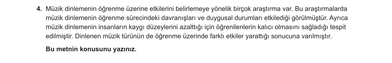 Türkçe sorusu 4 — 