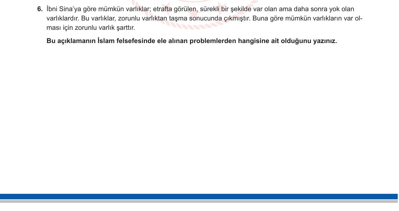 Felsefe sorusu 3 — İslam Felsefesi — İbni Sina / Mümkün ve Zorunlu Varlık / Vacibü'l-Vücud / Varlık Problemi