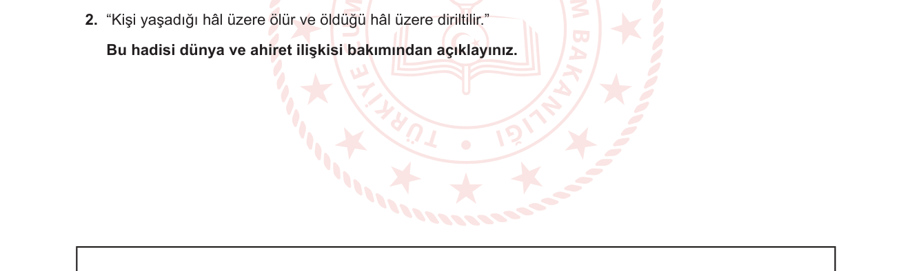Din Kültürü ve Ahlak Bilgisi sorusu 11 — Dünya ve Ahiret İlişkisi / Ahirete İman (7. sınıf Din Kültürü)