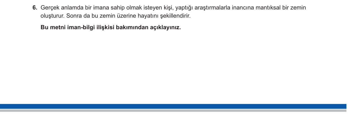 Din Kültürü ve Ahlak Bilgisi sorusu 14 — İman-Bilgi İlişkisi / Tahkiki İman — 9. Sınıf Din Kültürü