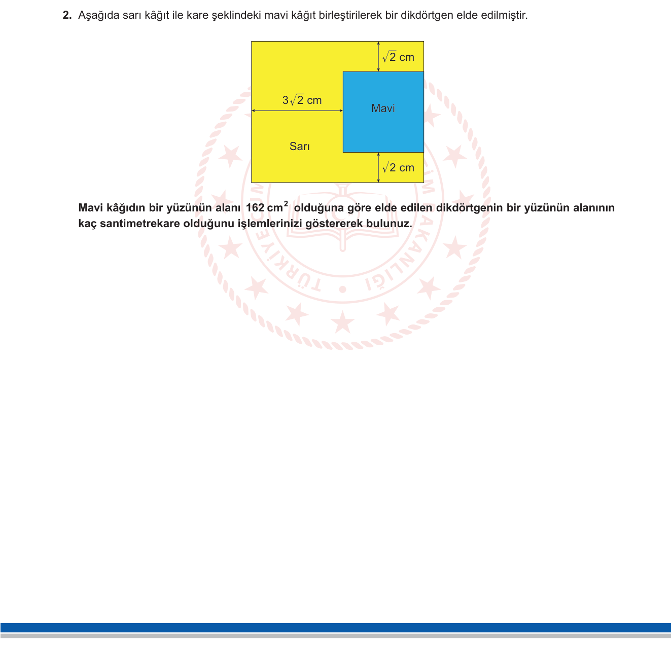 Matematik sorusu 2 — Kareköklü İfadeler ve Alan