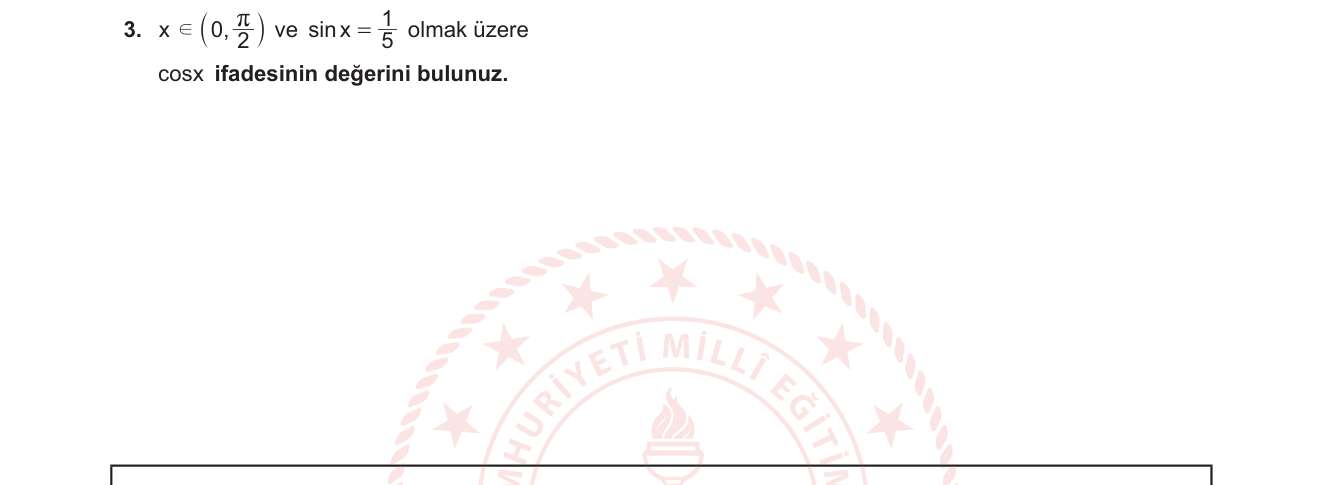 Matematik sorusu 3 — Trigonometri — Pisagor özdeşliği, kosinüs değeri bulma
