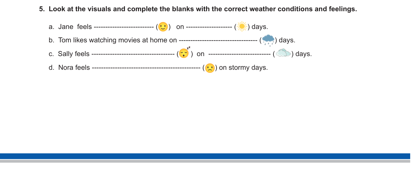İngilizce sorusu 8 — Feelings (Duygular) + Weather Conditions (Hava Durumları)