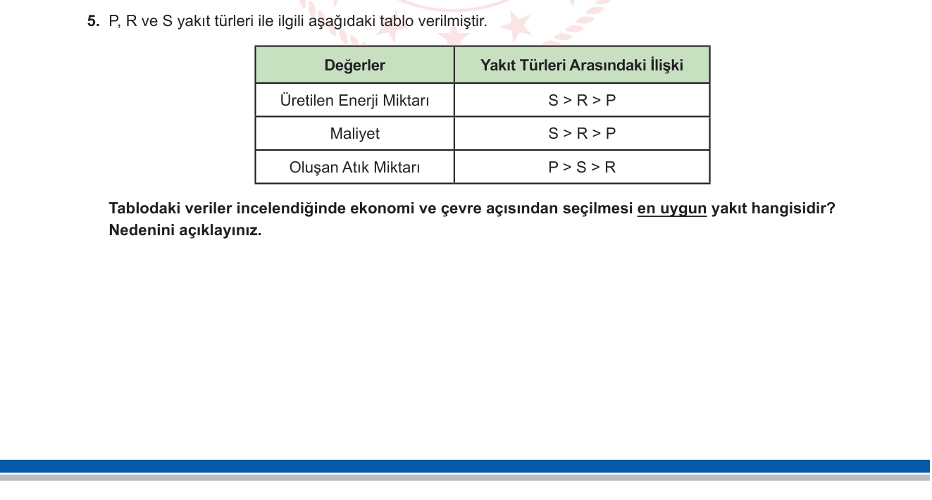 Fen Bilimleri sorusu 5 — 