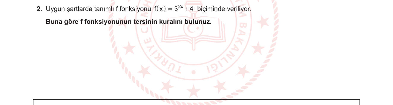 Matematik sorusu 14 — Üstel fonksiyon — ters fonksiyon