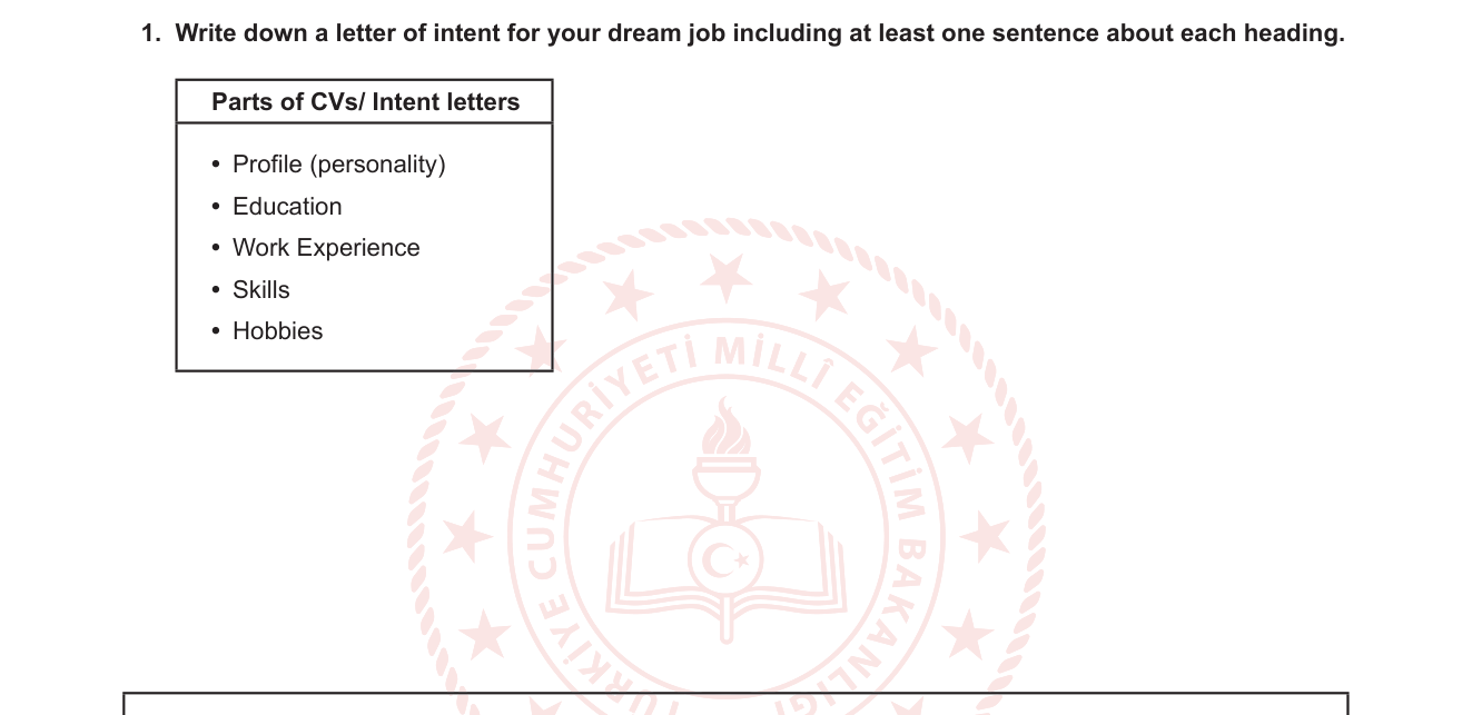 İngilizce sorusu 5 — Formal Writing — Letter of Intent / CV Components (11. sınıf İngilizce)