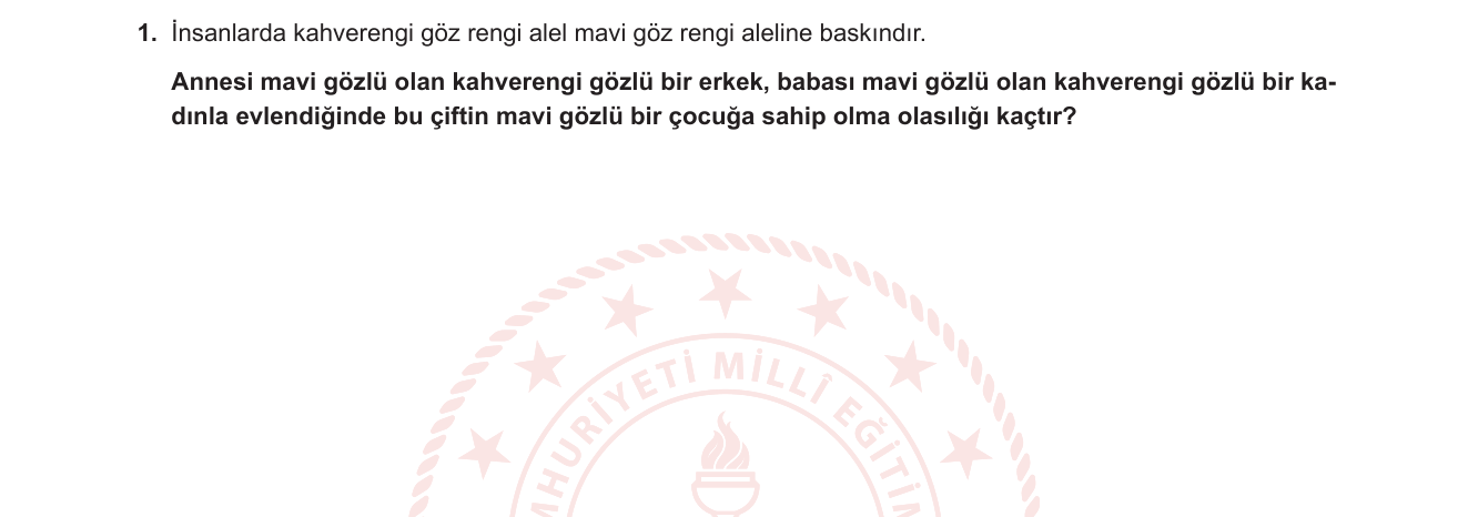 Biyoloji sorusu 16 — Kalıtım — Monohybrid çaprazlama, baskın-resesif alel, genotip çıkarımı (10. sınıf Biyoloji)