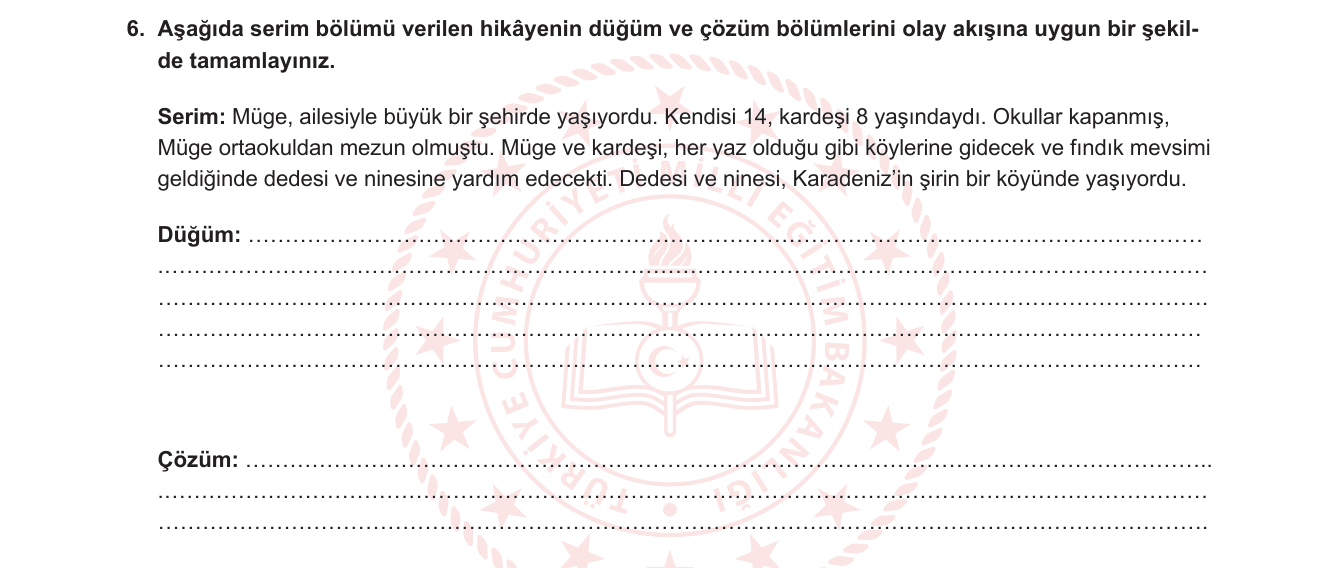 Türkçe sorusu 11 — Hikaye yazma / Hikayenin yapısı (serim-düğüm-çözüm)